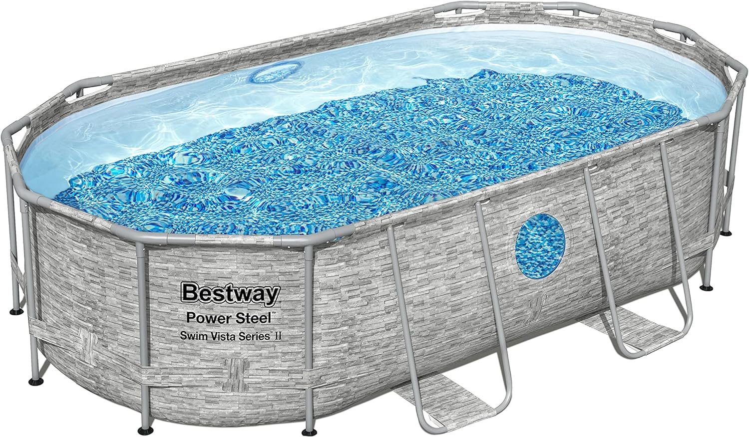 Power Steel 14' x 8'2" x 39.5" Oval Above Ground Pool Set Includes 530gal Filter Pump Ladder wourant