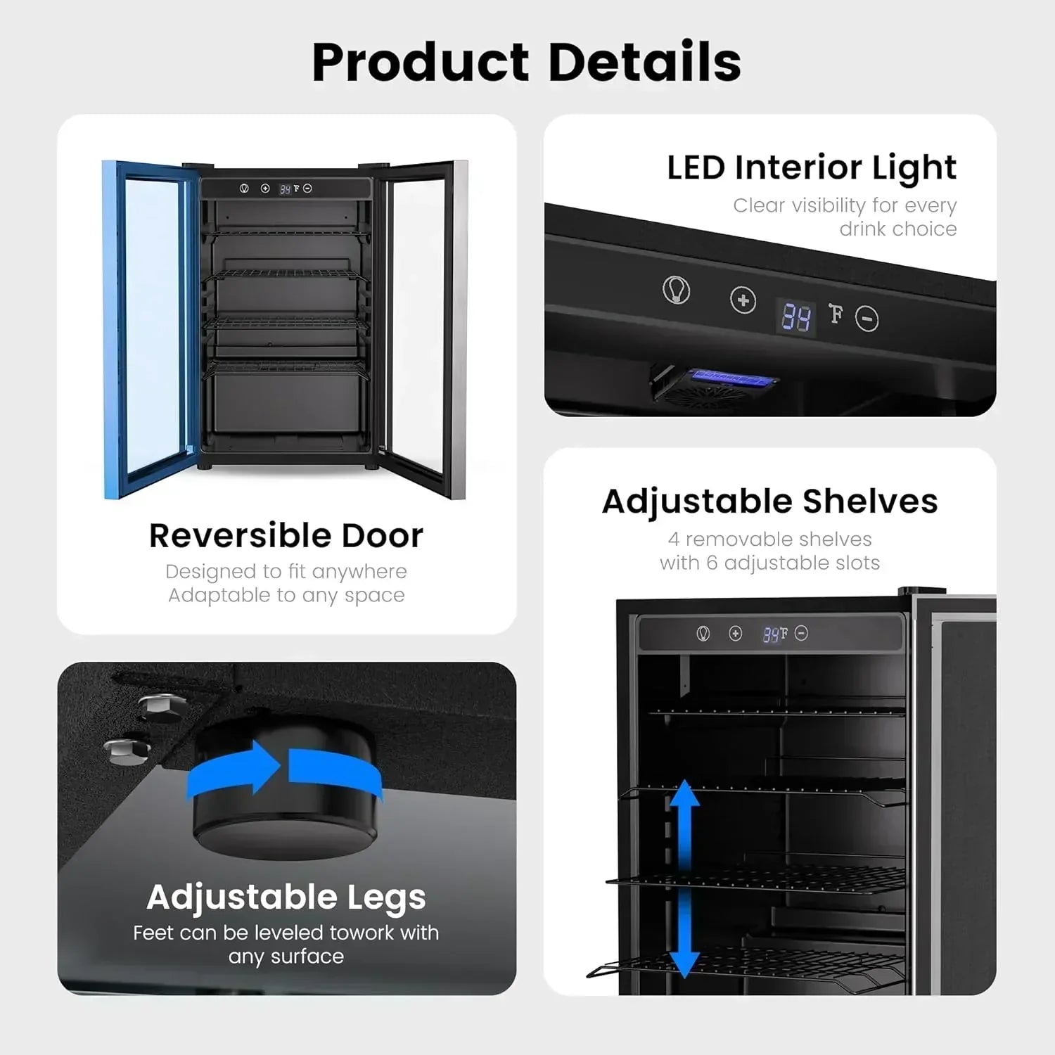 Beverage Refrigerator Cooler 126 Can Mini Fridge Glass Door for Drinks Soda Beer Wine Refrigerator wourant