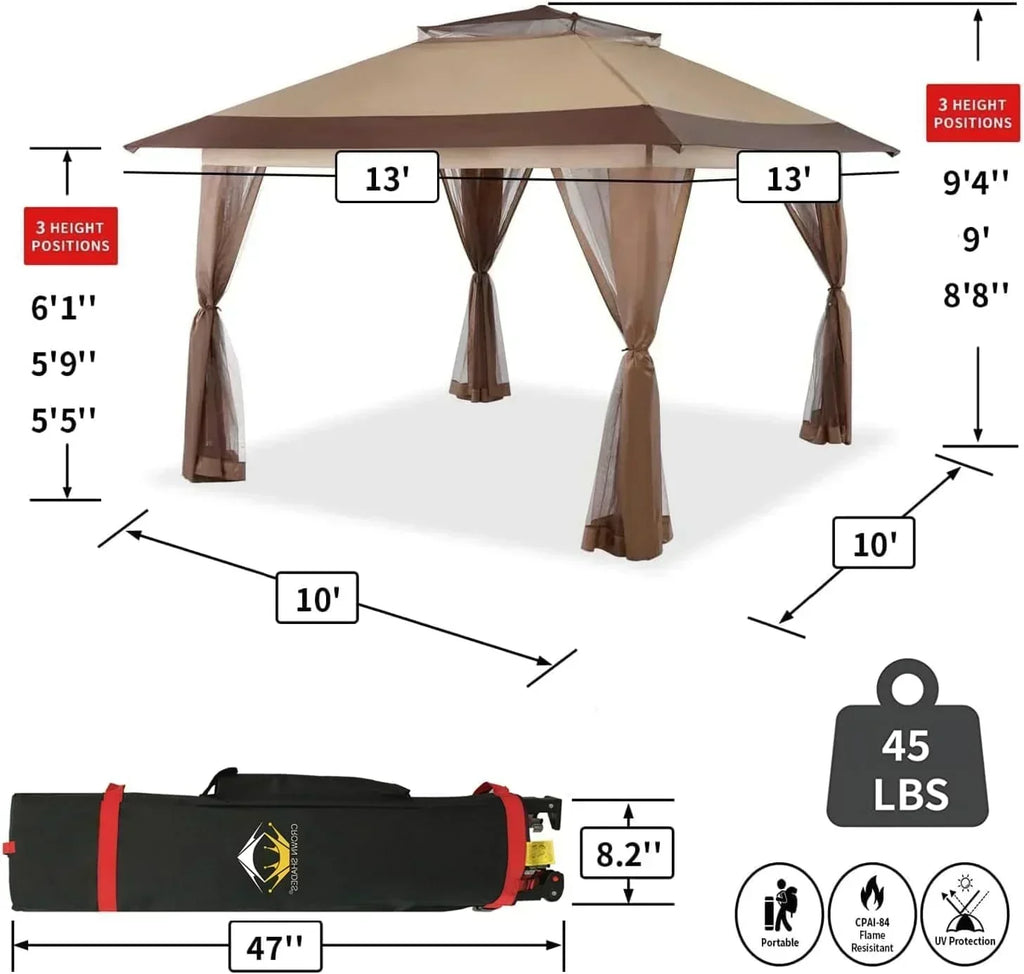 CROWN SHADES 13x13 Pop Up Gazebo Canopy Tent Gazebos on Clearance Outdoor Gazebo wourant