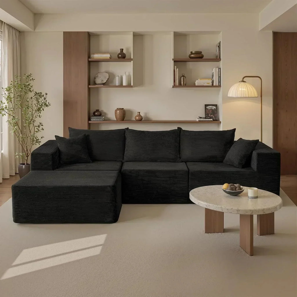Cloud sofa with L-shaped lounge chair modern modular sofa with deep seats wourant