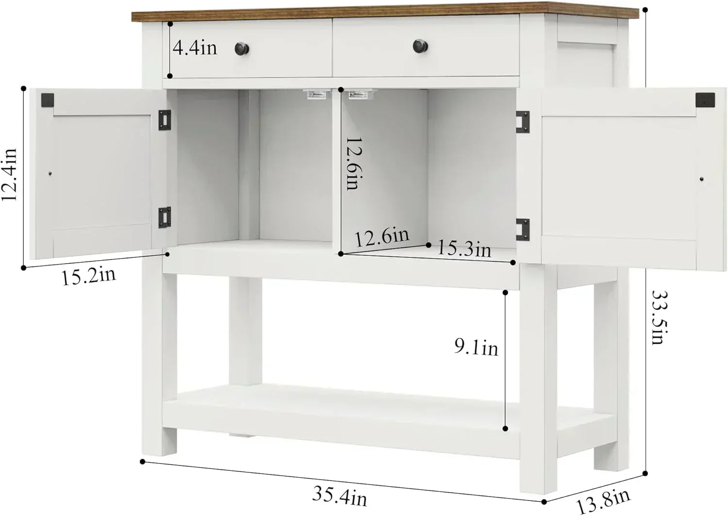 Farmhouse style console table coffee bar entry table with storage rack sofa table wourant