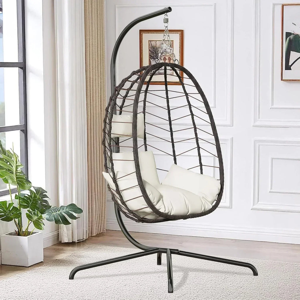 Hanging Egg Chair with Stand Swinging Egg Chair Outdoor Hanging Basket Chair with Cushion wourant