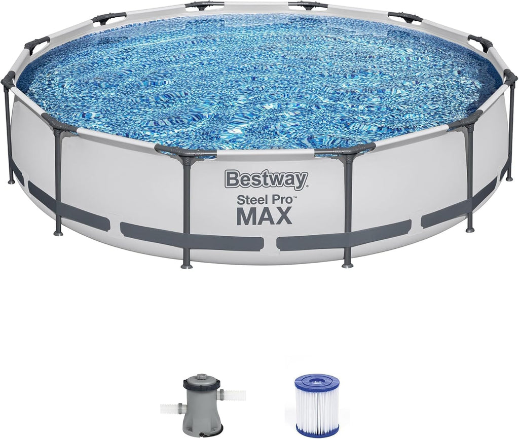 Steel Pro MAX 10 Foot x 30 Inch Round Metal Frame Above Ground Backyard Swimming Pool Set wourant