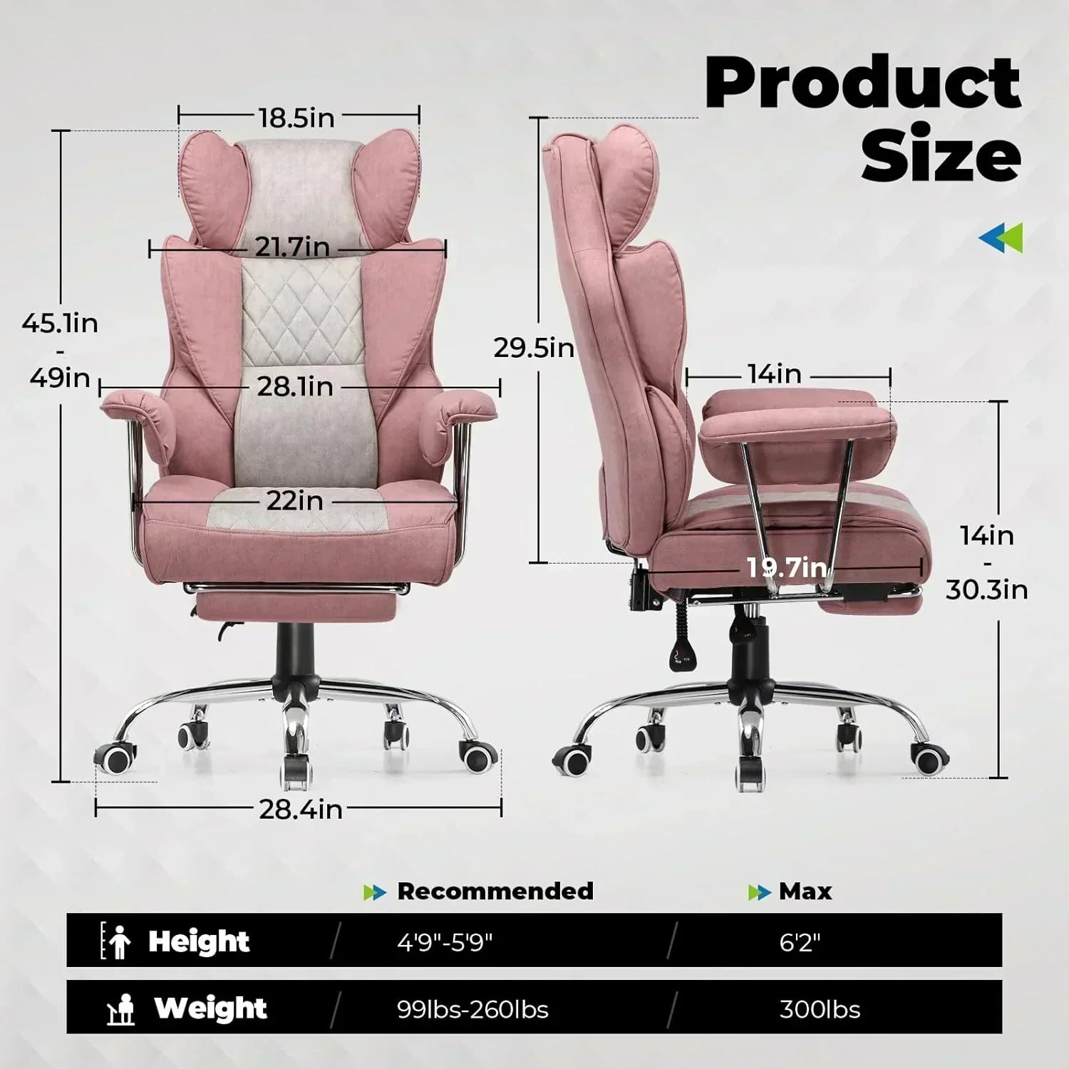Large high back office chair high back leather gaming chair with footrest wourant