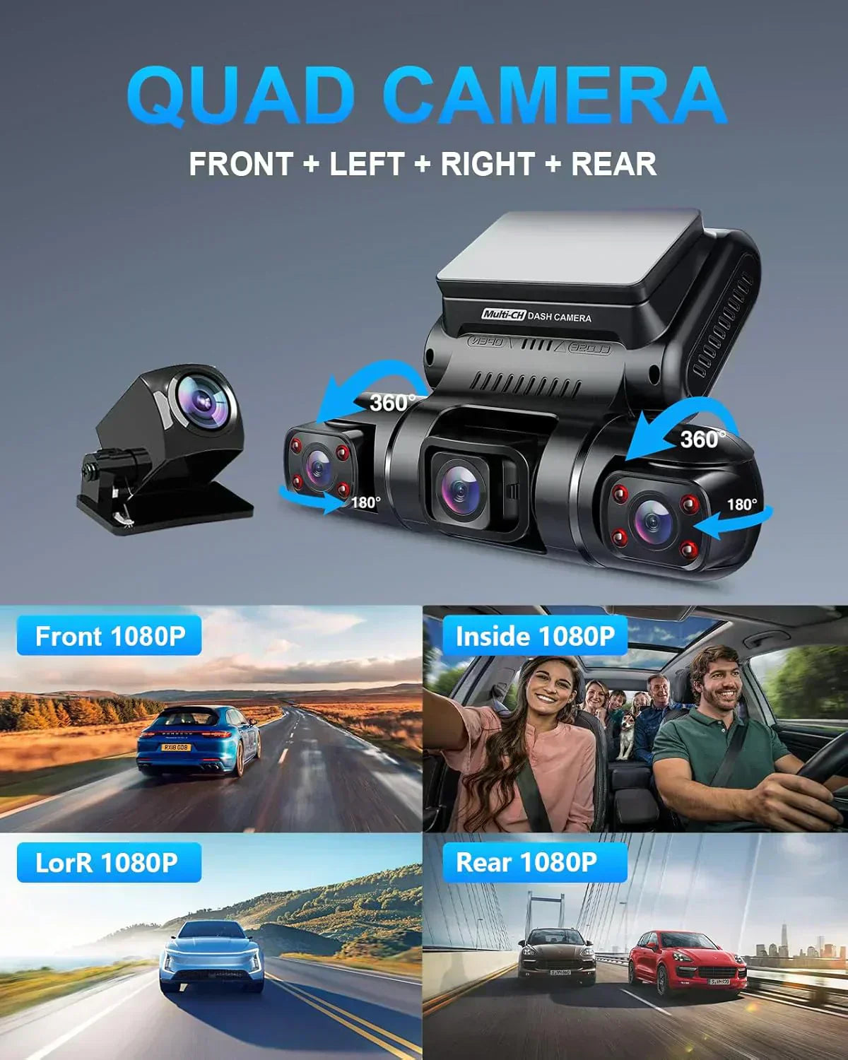 PRUVEEO 360-degree view car dash cam built-in GPS WiFi recording parking mode monitor wourant