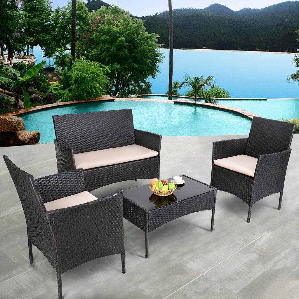 4 piece outdoor patio furniture set rattan chair wicker set wourant
