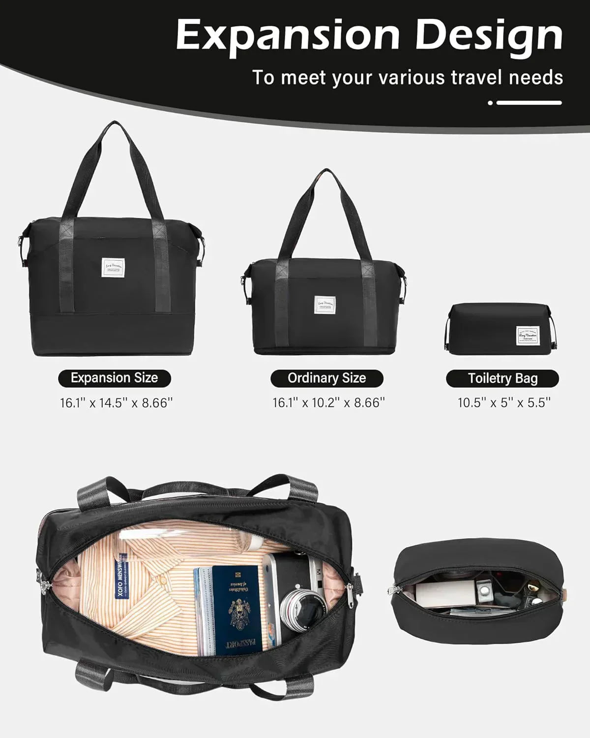 LONG VACATION 6 Piece Luggage Set Carry on Suitcase with ABS+PC hardshell Spinner Wheels wourant