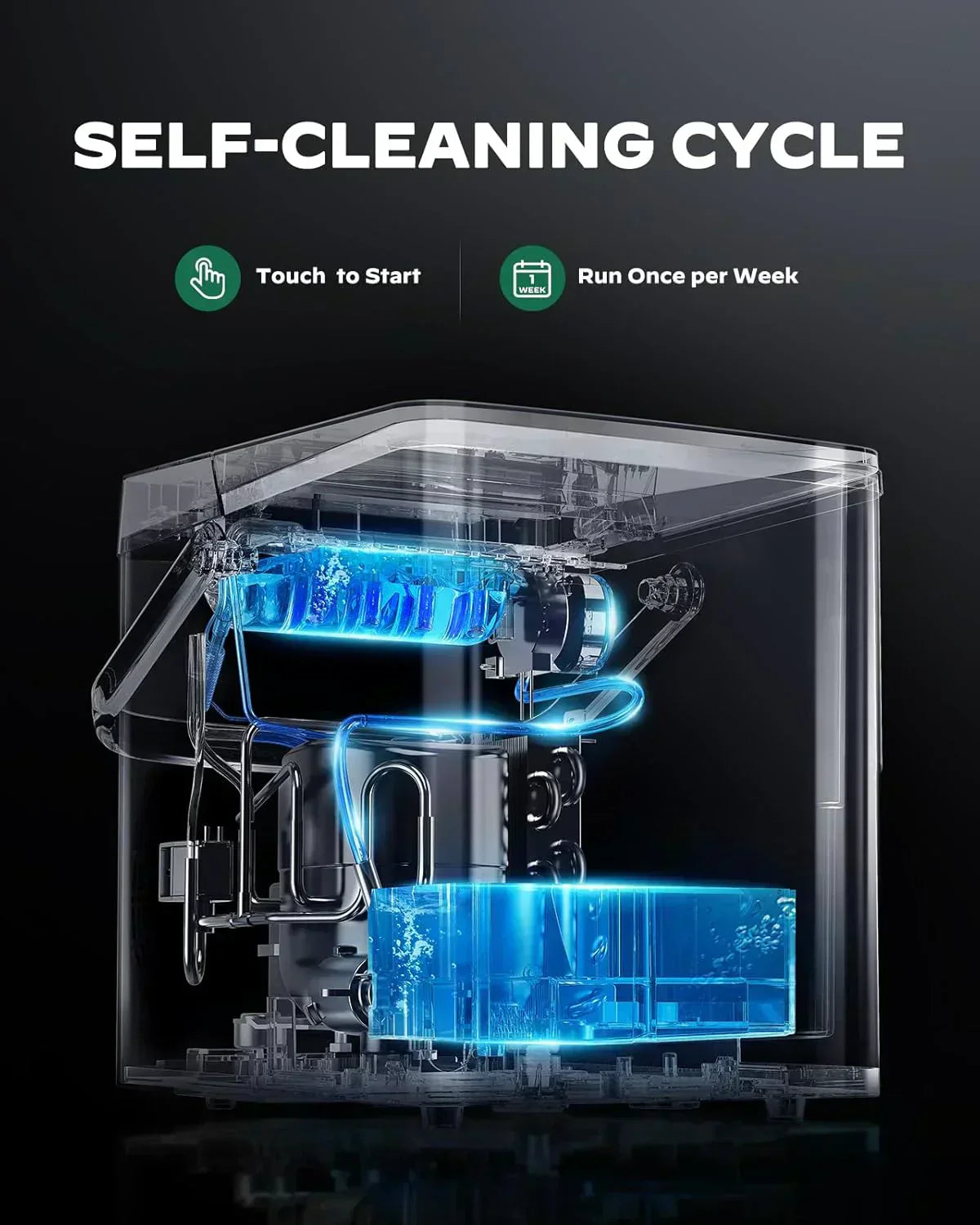 Silonn Countertop Ice Maker Expanding Ice Basket 9 Cubes Ice Basket Self-Cleaning Ice Maker wourant