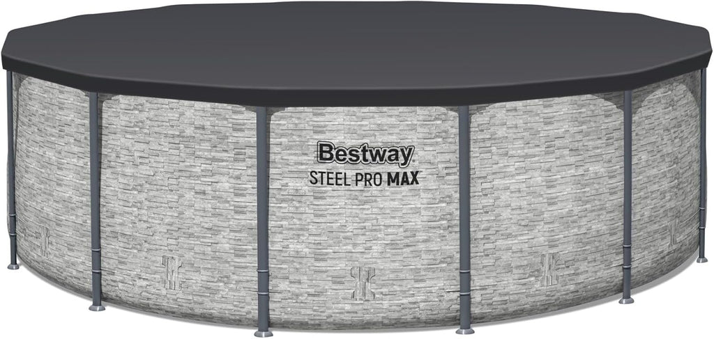 Steel Pro MAX 14 Foot x 48 Inch Round Metal Frame Above Ground Outdoor Swimming Pool Set wourant