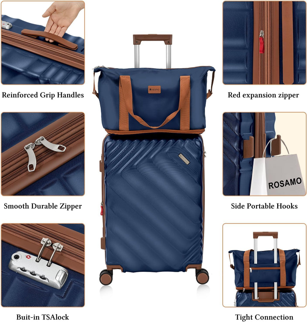 5 piece luggage set expandable suitcase 22x14x9 aviation certified durable waterproof travel set wourant