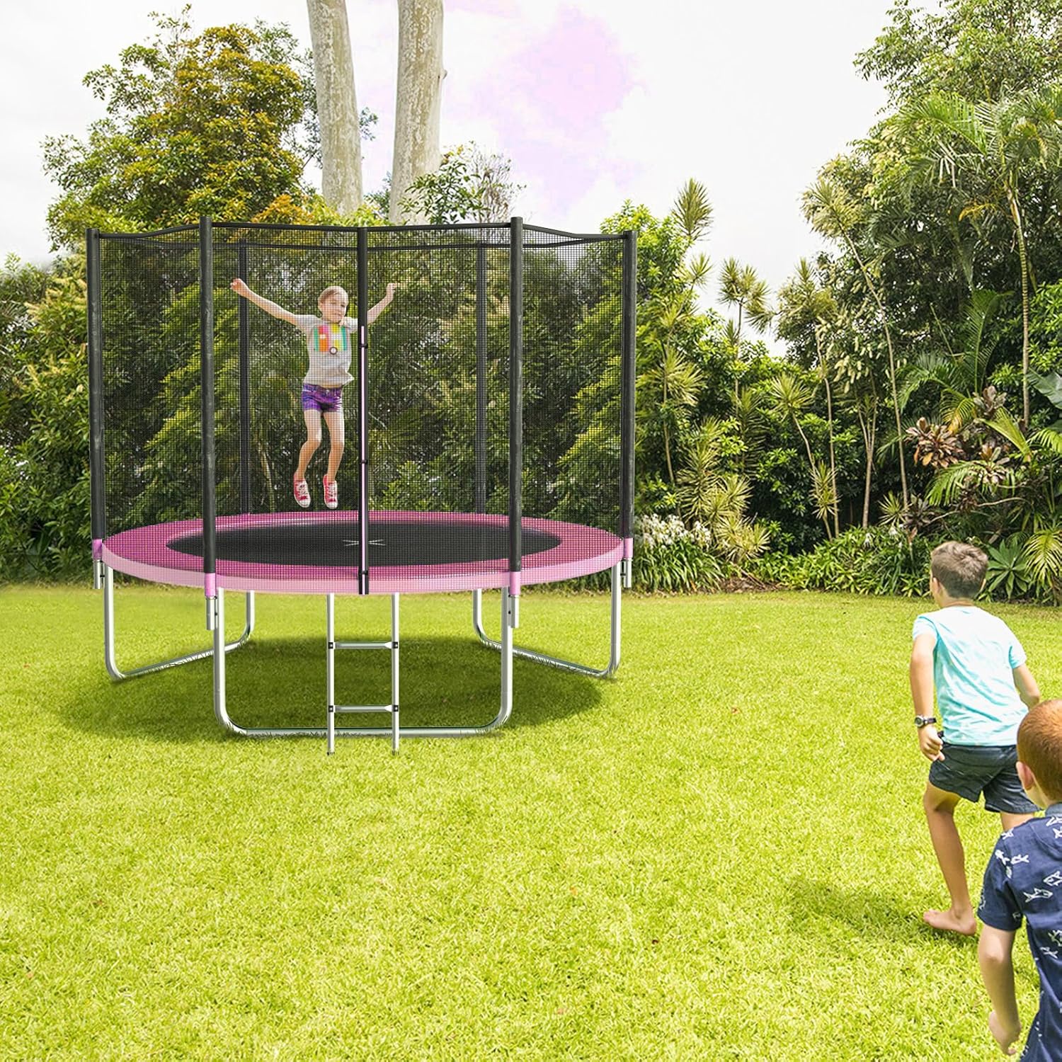 AOTOB 8FT 10FT 12FT 14 FT 15FT Trampoline with Safety Enclosure Net Outdoor Trampoline wourant