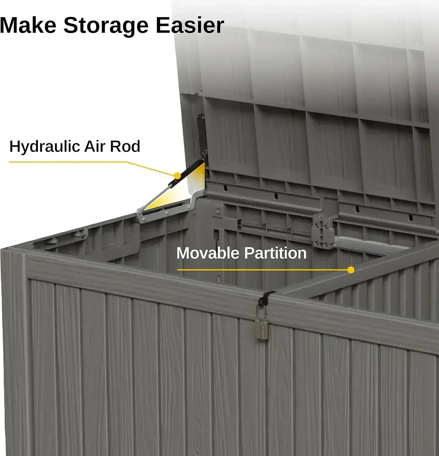 EAST OAK Outdoor Storage Box 60 Gallon Deck Box Indoor and Outdoor Use Waterproof Resin Storage wourant