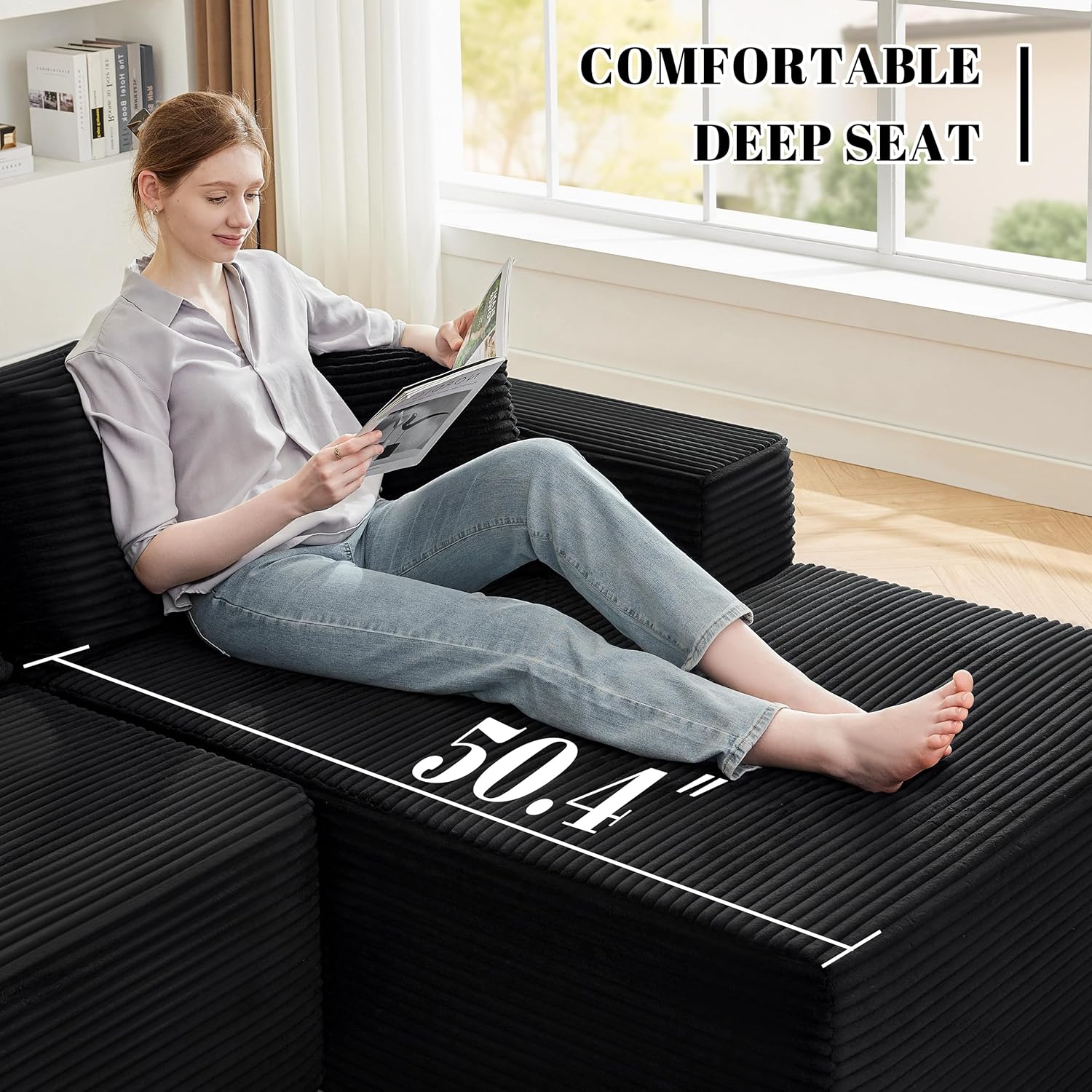 110-inch cloud sofa boneless sofa in the living room modular sofa with deep seats wourant