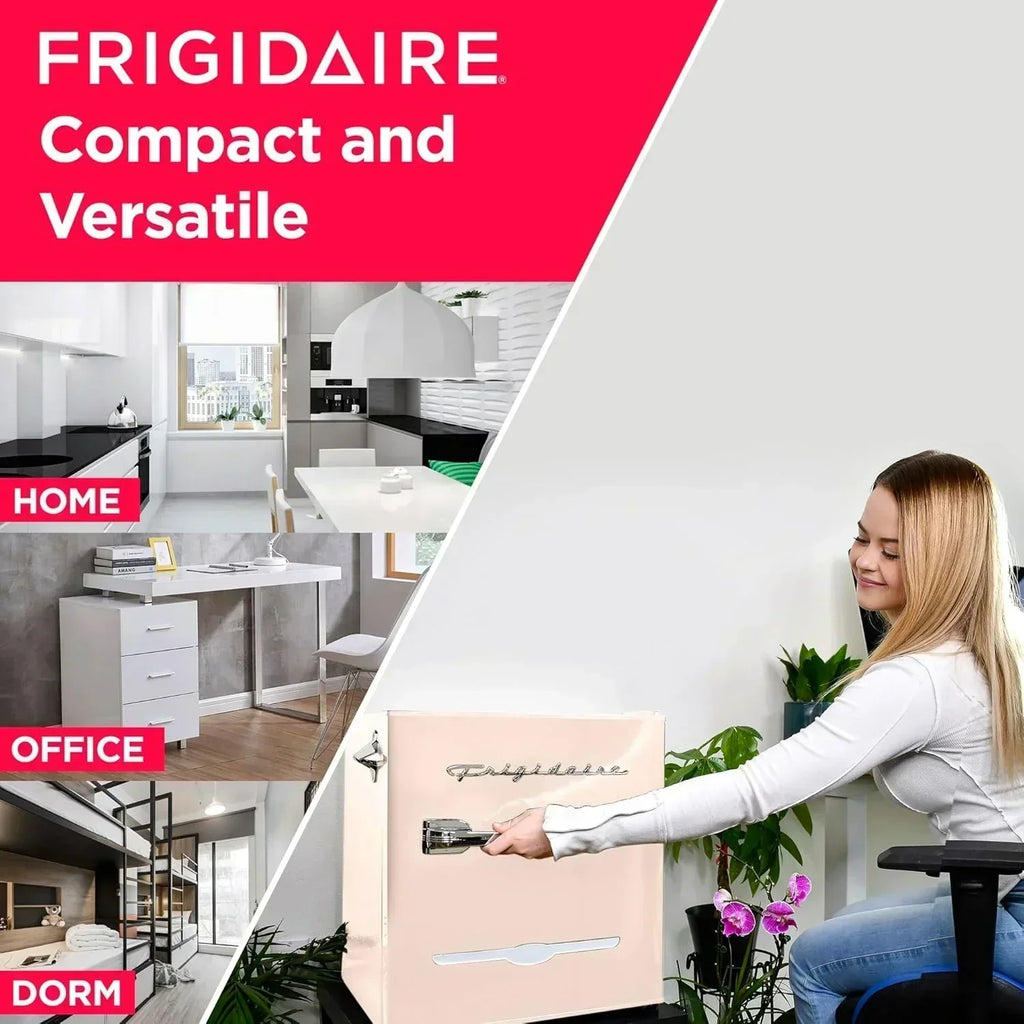 Frigidaire EFR176 Retro Compact Fridge with Chiller Mini Refrigerator Built-in Bottle Opener wourant