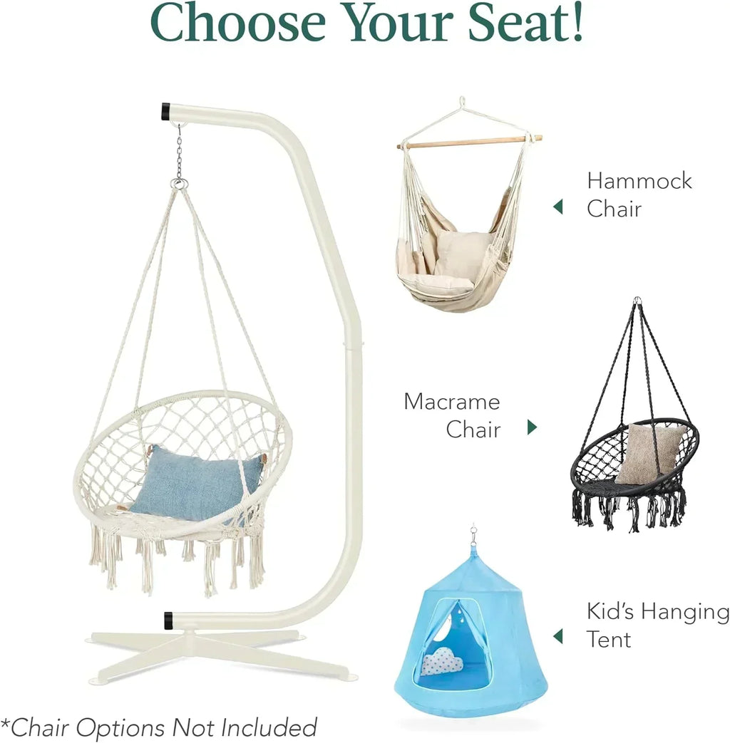 Best Choice Products Metal Hanging Hammock C-Stand for Chair Weather Resistant Finish wourant