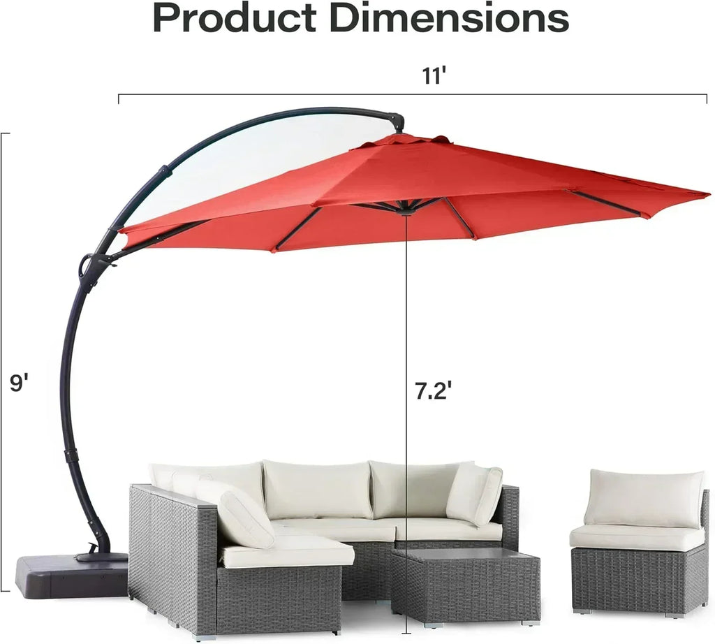 LAUSAINT HOME Outdoor Patio Umbrella with Base included 11 FT Deluxe Curvy Cantilever Umbrella wourant