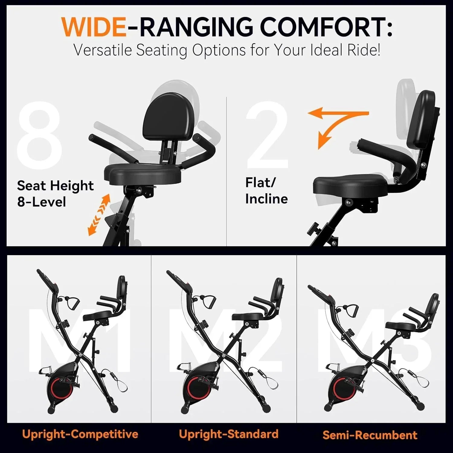 Foldable Exercise Bike Stationary Bikes  5 IN 1 Indoor Workout Cycling Bike Quiet Magnetic Resistance wourant