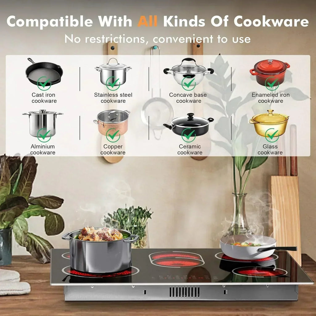 Electric Cooktop 30 Inch - 5 Burners Built-in Ceramic Cooktop 30" Electric Stove Top wourant