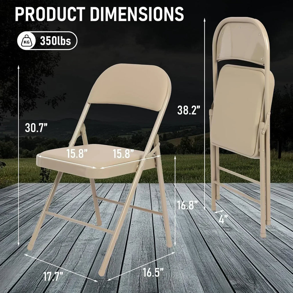 6 Pack Black Folding Chairs with Leather Chairs Events Office Wedding Party Upholstered Chairs wourant