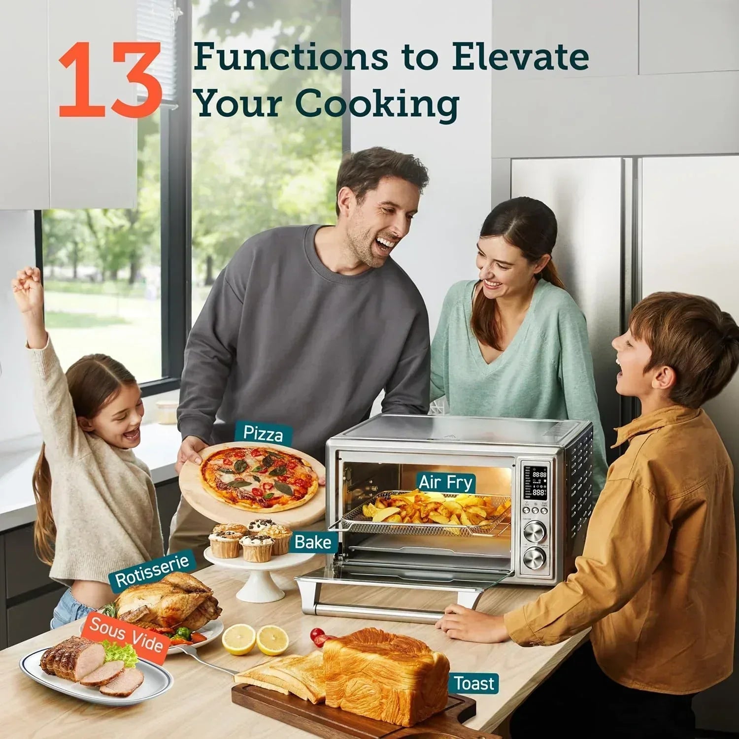 Air Fryer Toaster Oven Combo 13-in-1 32Qt APP Voice Control Convection Oven Countertop wourant