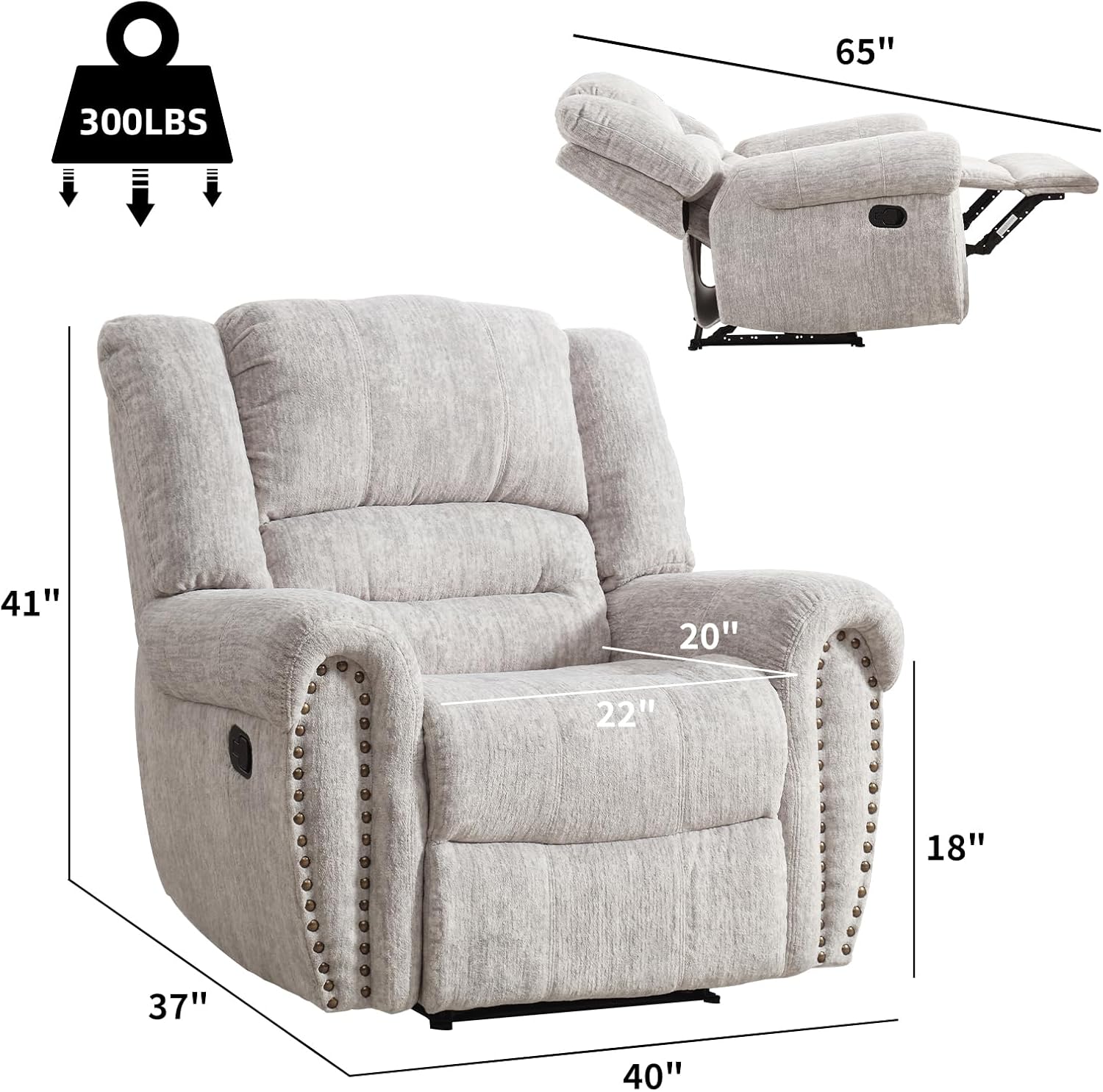 Leather recliner classic traditional manual recliner single sofa for living room wourant