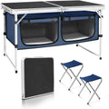 Outdoor Folding Table Aluminum Lightweight Height Adjustable with Storage Organizer wourant