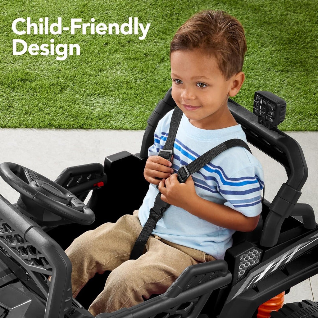 Children's black UTV electric children's car wourant