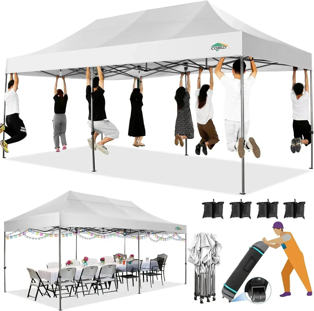 COBIZI 10x20 Heavy Duty Pop up Canopy Tent 6 sidewalls Commercial Canopy Wedding Party Tents wourant