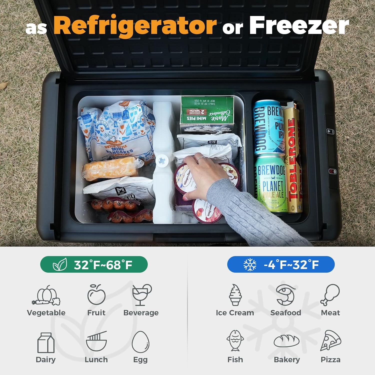 12V Refrigerator 21 Quart Portable Freezer 50 Hours Keep Cool Electric Cooler Car Refrigerator wourant