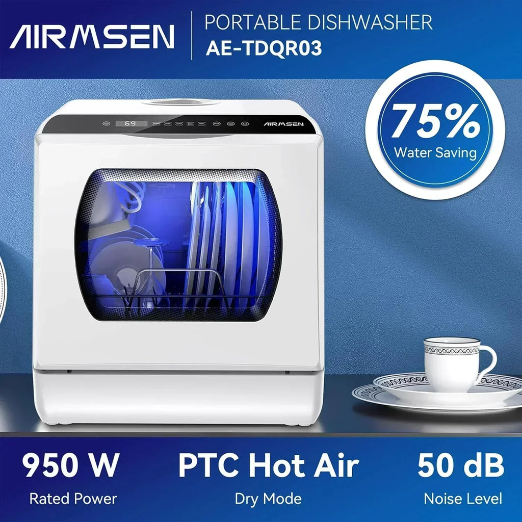 AIRMSEN portable tabletop dishwasher 5 washing programs mini dishwasher wourant