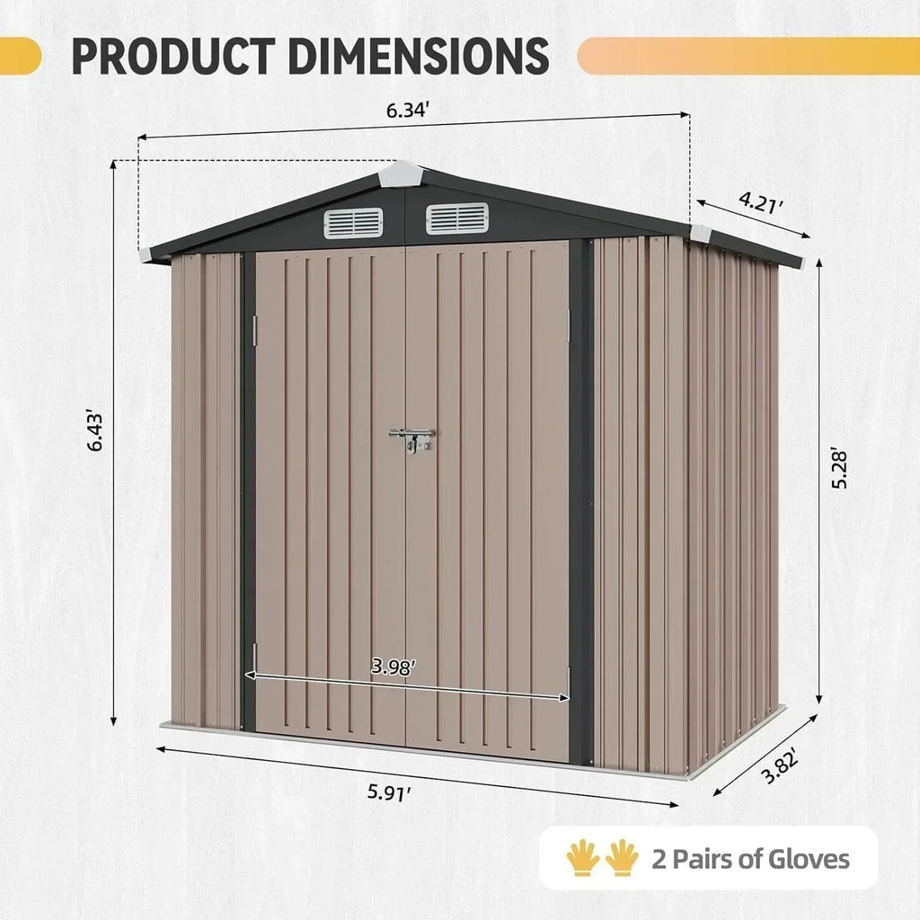 Aoxun 7.4x5.3FT Shed with Floor Galvanized Steel Outdoor Storage Shed Metal Garden Shed wourant