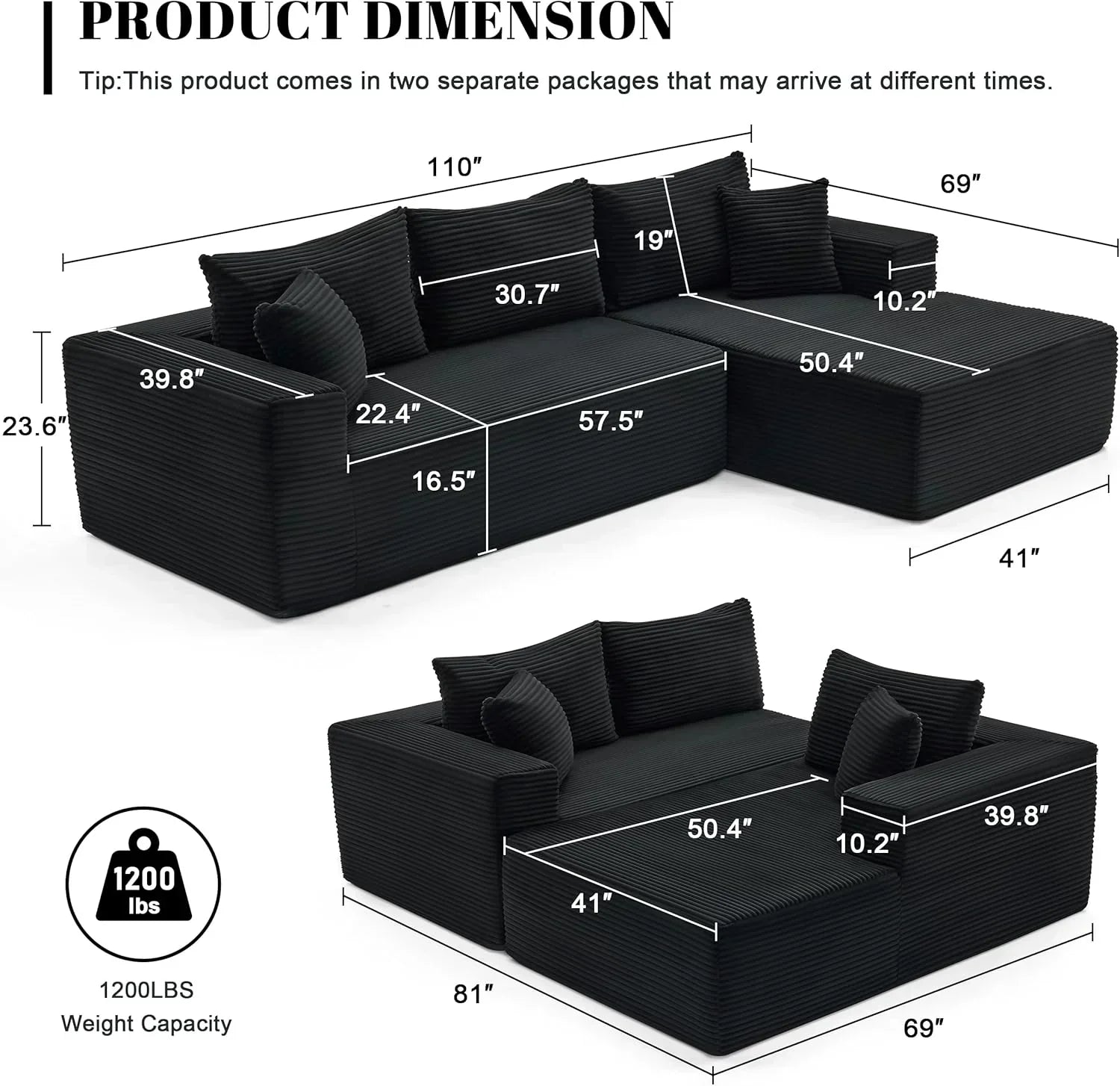 110-inch cloud sofa boneless sofa in the living room modular sofa with deep seats wourant