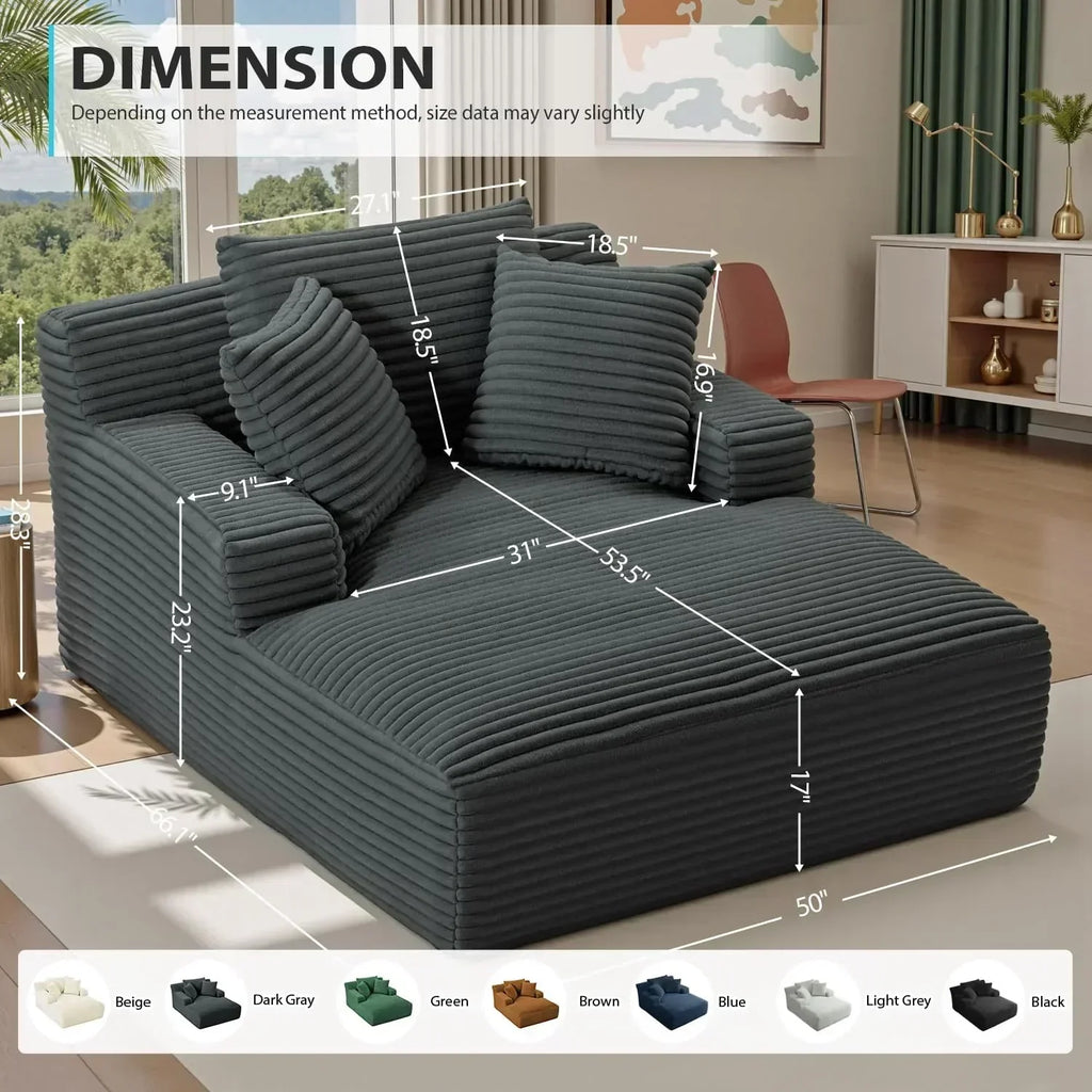 50-inch indoor recliner oversized corduroy upholstered boneless sofa bed deep sleeper sofa wourant