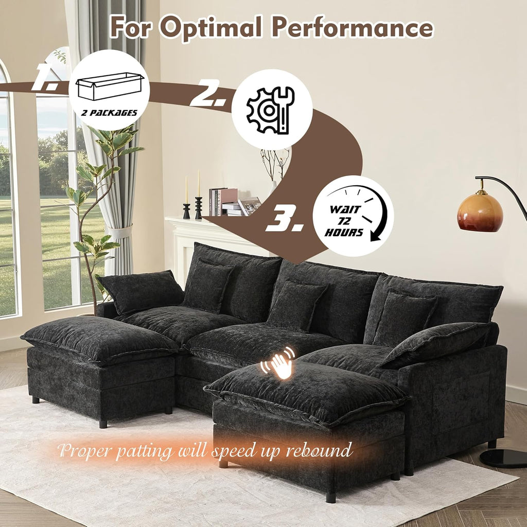 108" U-shaped sofa modular sofa three-seater comfortable cloud sofa wourant