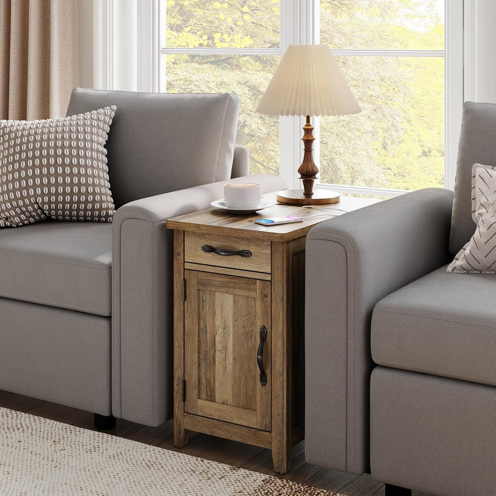 Farmhouse End Table Narrow Side Table Small Nightstand wourant