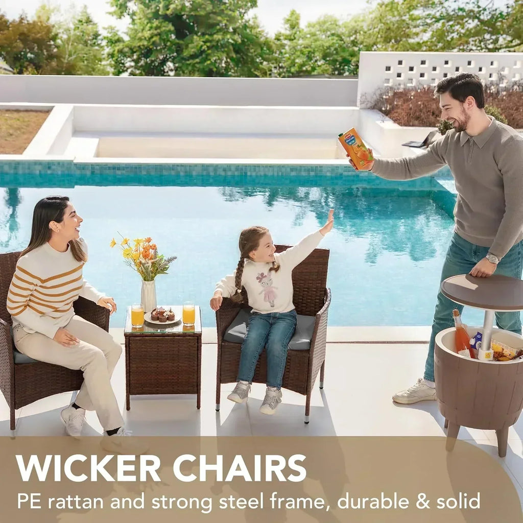 Devoko Patio Porch Furniture Sets 3 Pieces PE Rattan Wicker Chairs Outdoor Garden Furniture Sets wourant