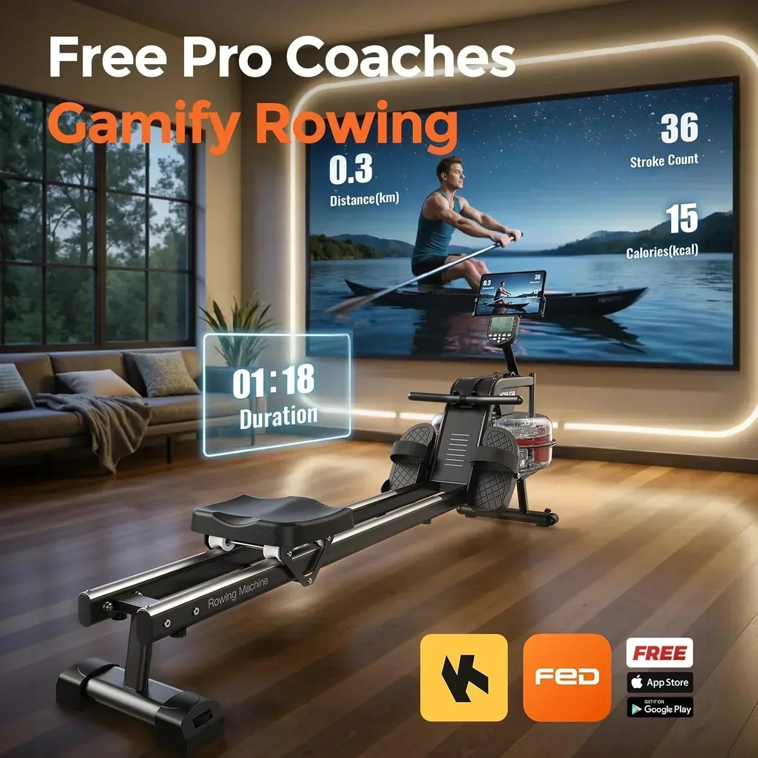 YOSUDA Home Magnet/Water Resistance Rowing Machine Support Bluetooth and Applications wourant