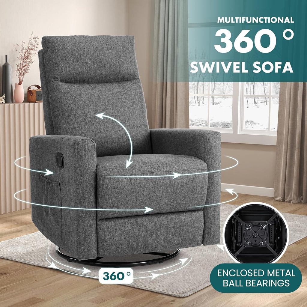Swivel high-back rocking chair with footrest padded glider baby chair with comfortable deep seat wourant