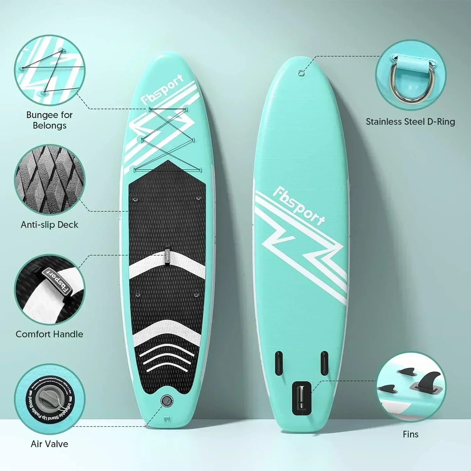 FBSPORT 11' Premium Stand Up Paddle Board Yoga Board with Durable SUP Accessories Carry Bag wourant