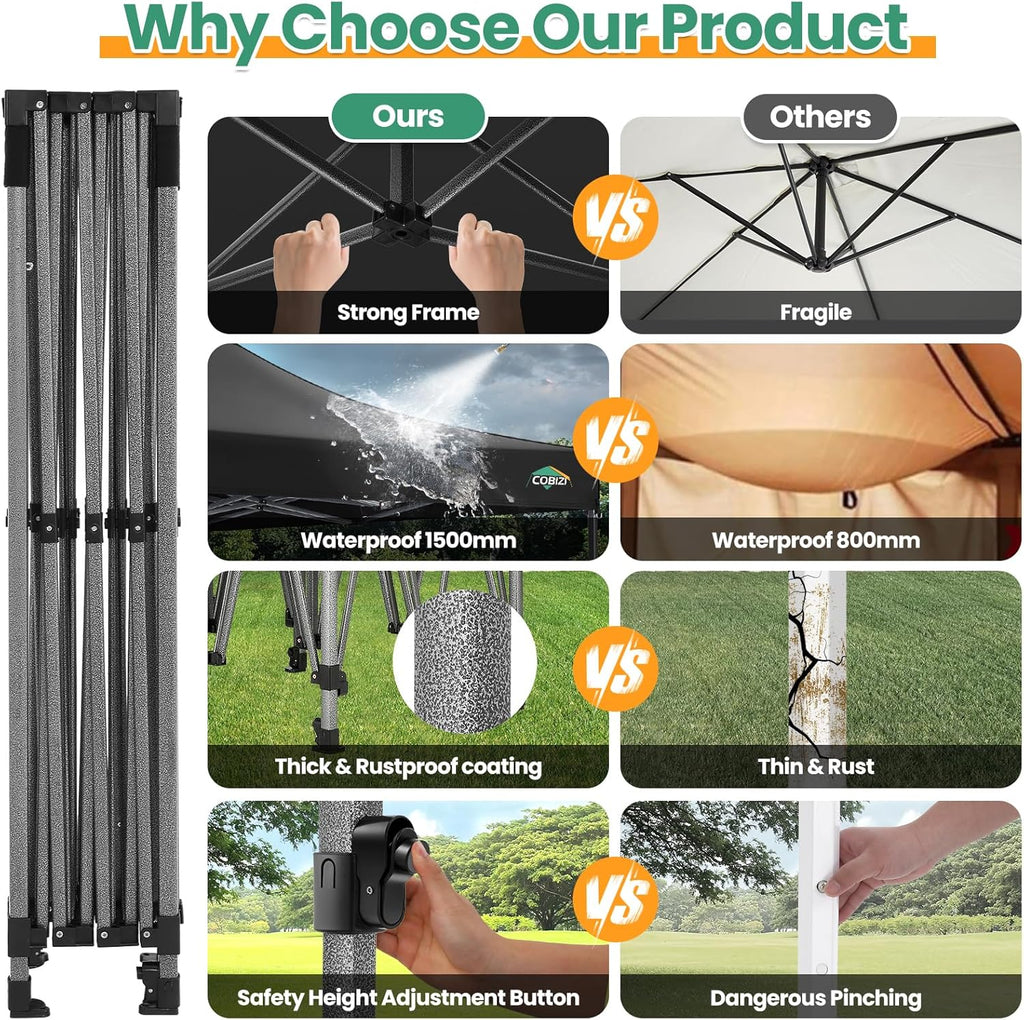 COBIZI 10x20 Heavy Duty Pop up Canopy Tent 6 sidewalls Commercial Canopy Wedding Party Tents wourant