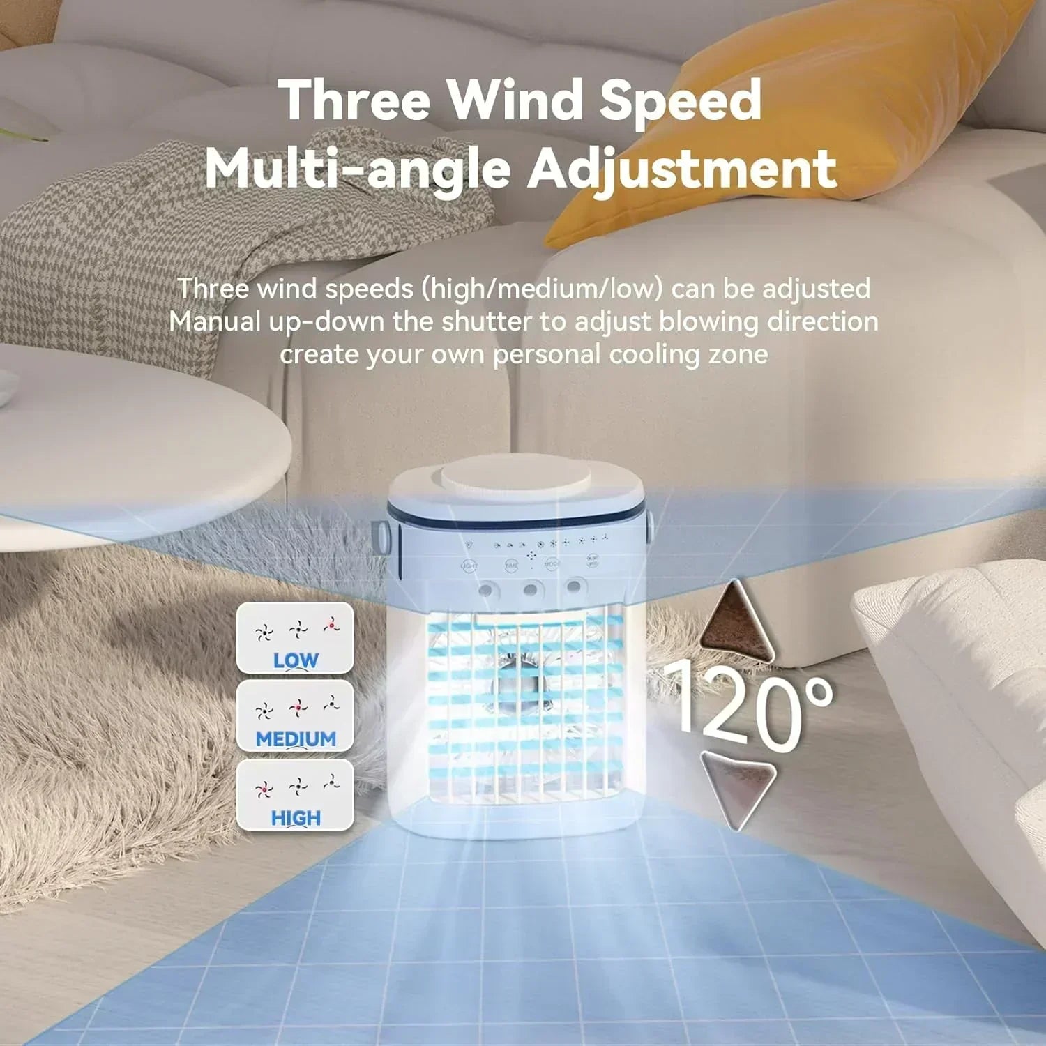 Portable Air Conditioner,Cooling Fan with 3 Speeds 3 Modes 2-8H Timer 1000ml Water Tank wourant