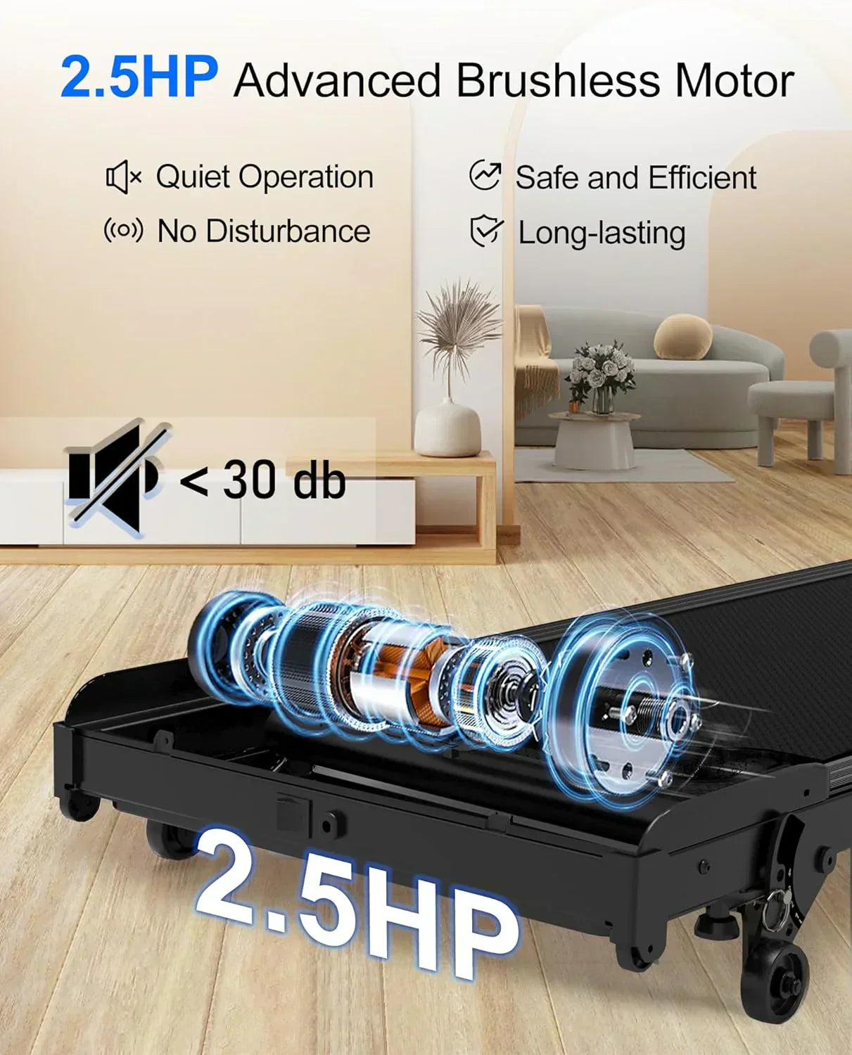 Lichico Walking Pad Under Desk Treadmill Ultra-Quiet Brushless Electric Jogging Treadmill wourant