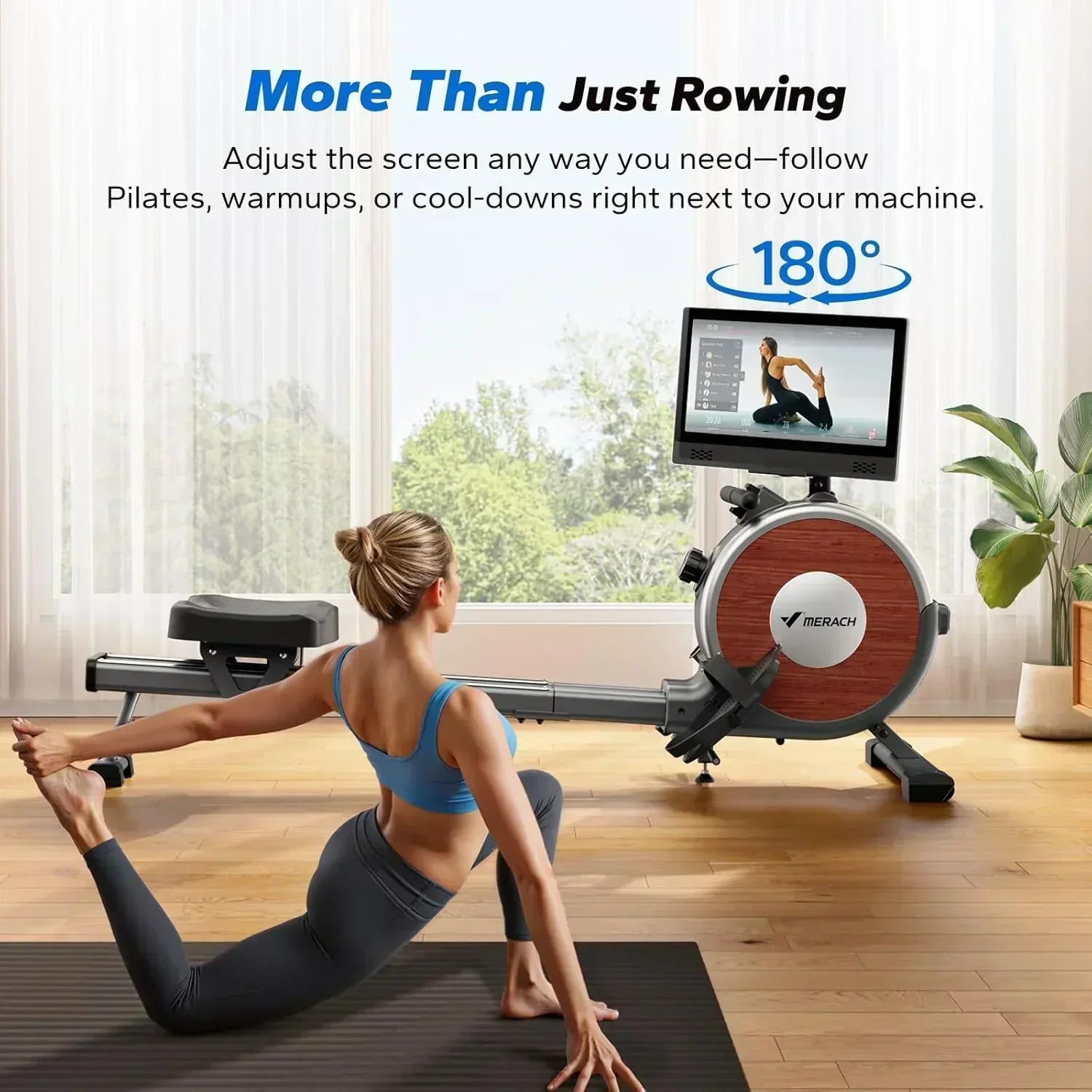 Merachi household rowing machine silent resistance dual-slide design wourant
