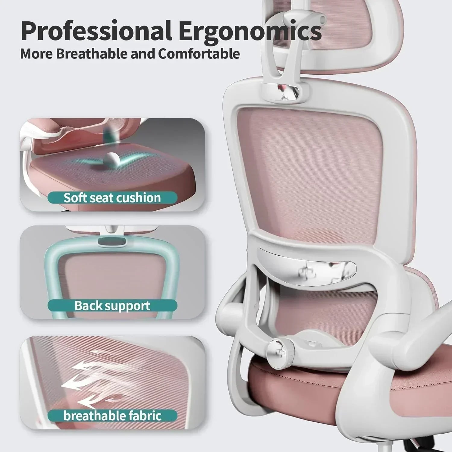 Office Chair Ergonomic Desk Chair 330 lbs Home Mesh Desk Chair Comfortable Gaming Chair wourant