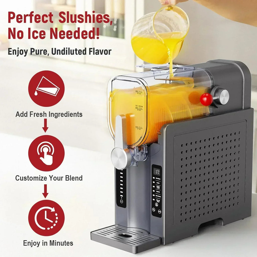Slushie Machine No Ice Needed All-in-One Slushy Maker for Home Real-Time Temp Display wourant