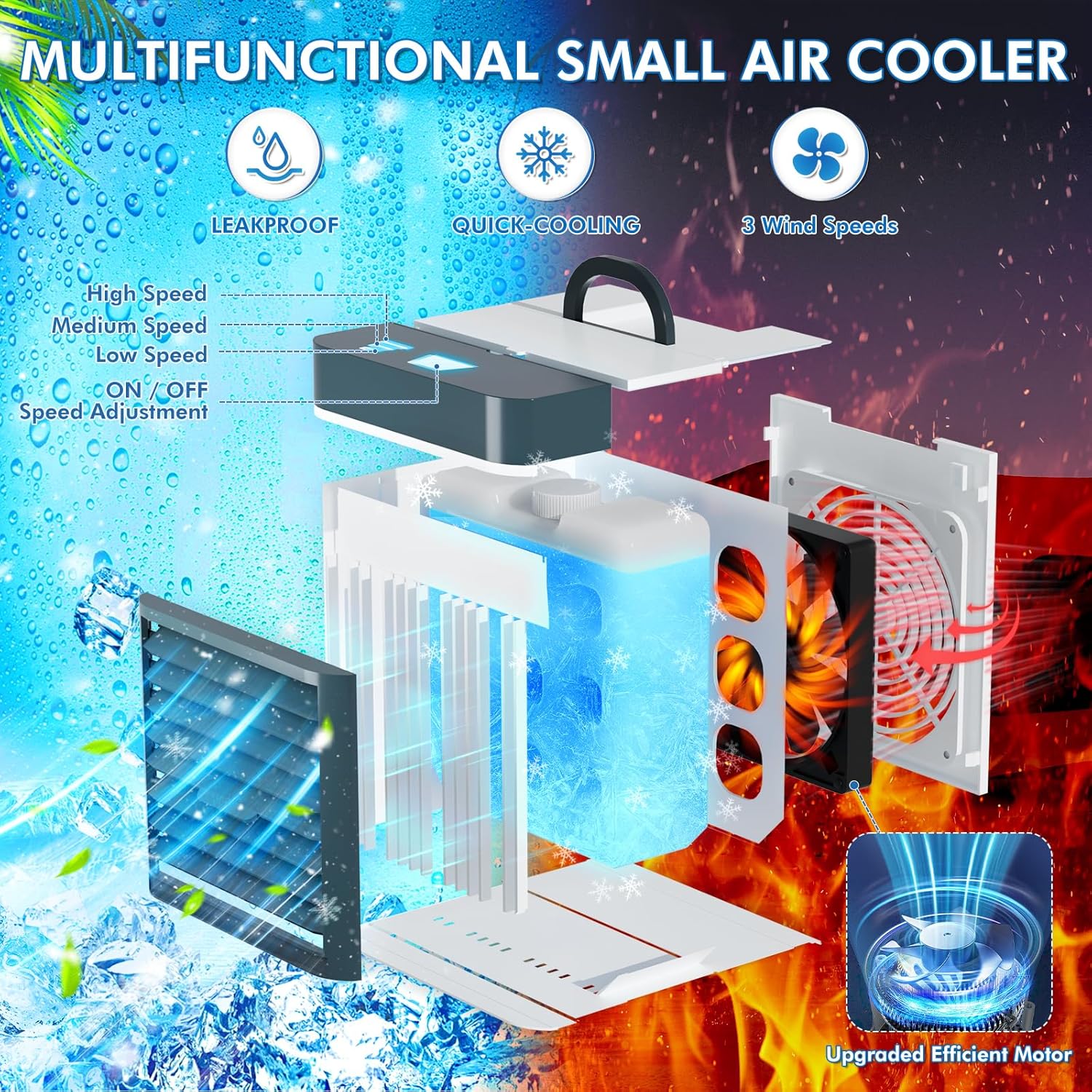 Portable Air Conditioners Fan Anti-leakage Water Mini Air Cooler Personal Ice Air Conditioner wourant