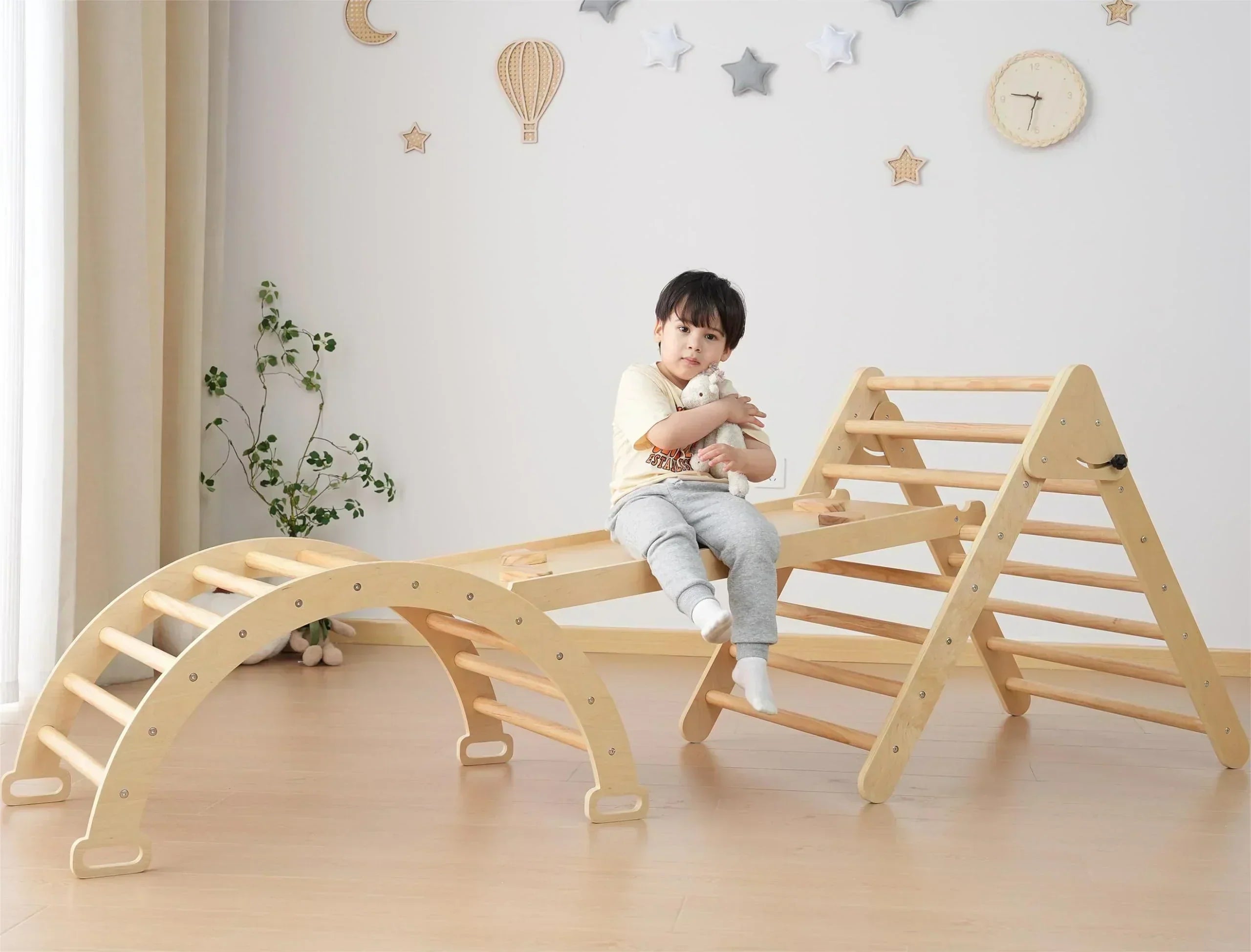 Foldable Wooden Toddler Baby Climbing Toy Gym Indoor Playground Jungle Gym for Baby Toddler wourant