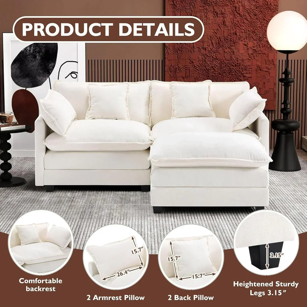 ihanherry 146-inch U-shaped modern sofa modular area cloud sofa wourant