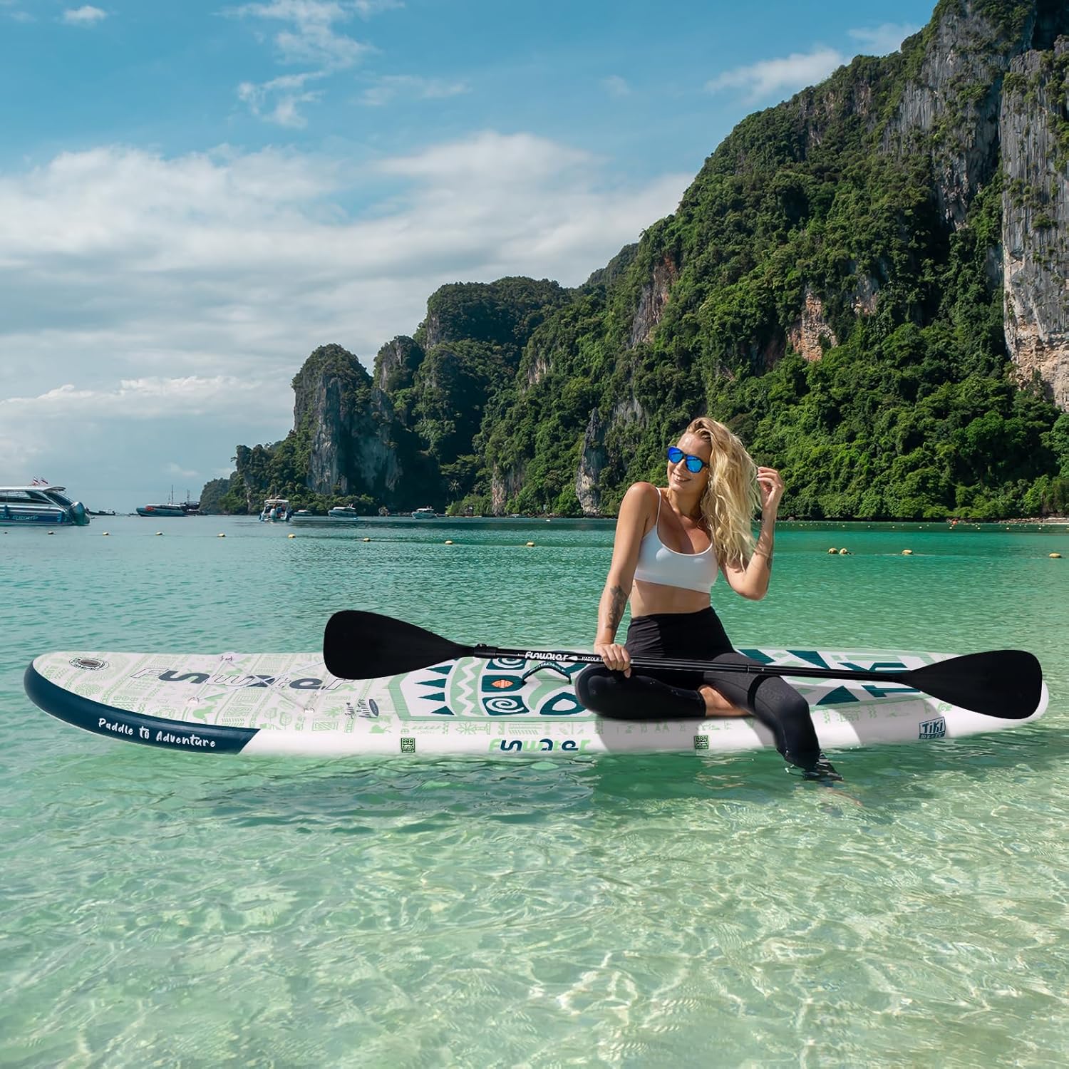 FunWater Inflatable Stand Up Paddle Board Premium SUP Paddle Accessories EVA Deck wourant