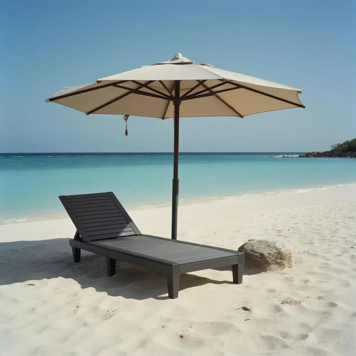 Patio Chairs Black Chaise Lounge Chair Outdoor 5-Position Adjustable Sun Tanning Chair wourant